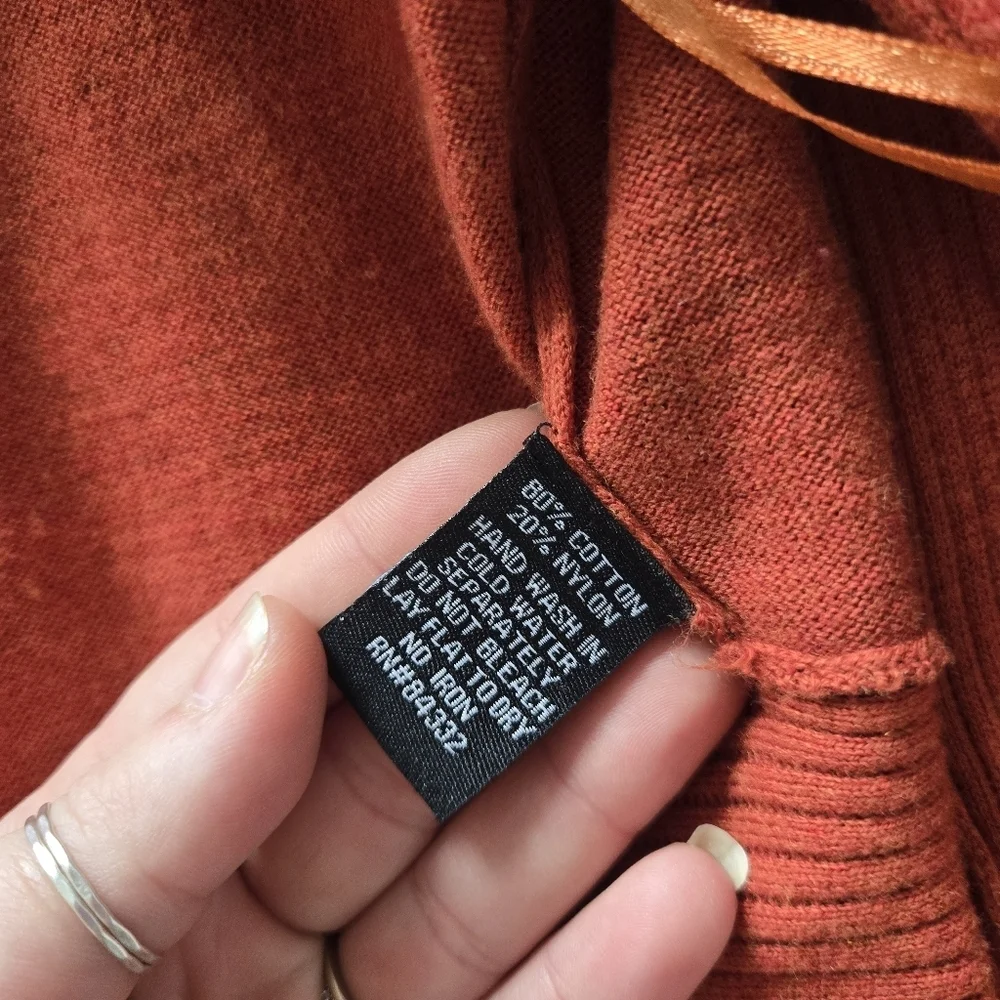 Sisters Rust Open Front Waterfall Cardigan - Picture 4 of 5